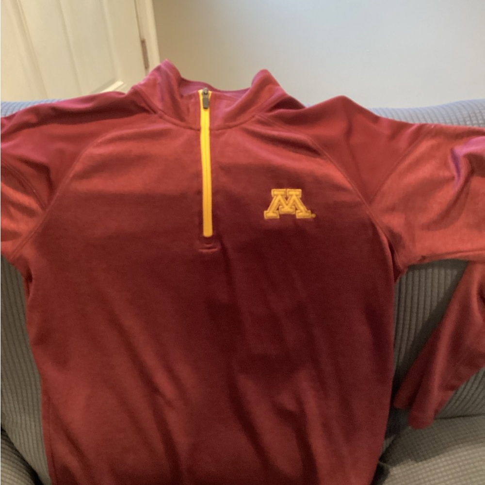 Maroon Quarter-Zip Pullover with Yellow Logo